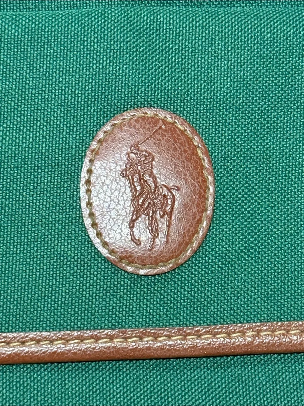 Vintage Polo by Ralph Lauren Dark Green Messenger Bag with Brown Trim